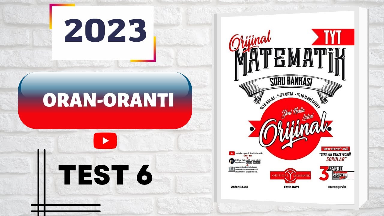 ORAN-ORANTI TEST 6-2023 TYT MATEMATİK SORU BANKASI(ÜMİT ER) #orjinaltytmatematik#2023yks