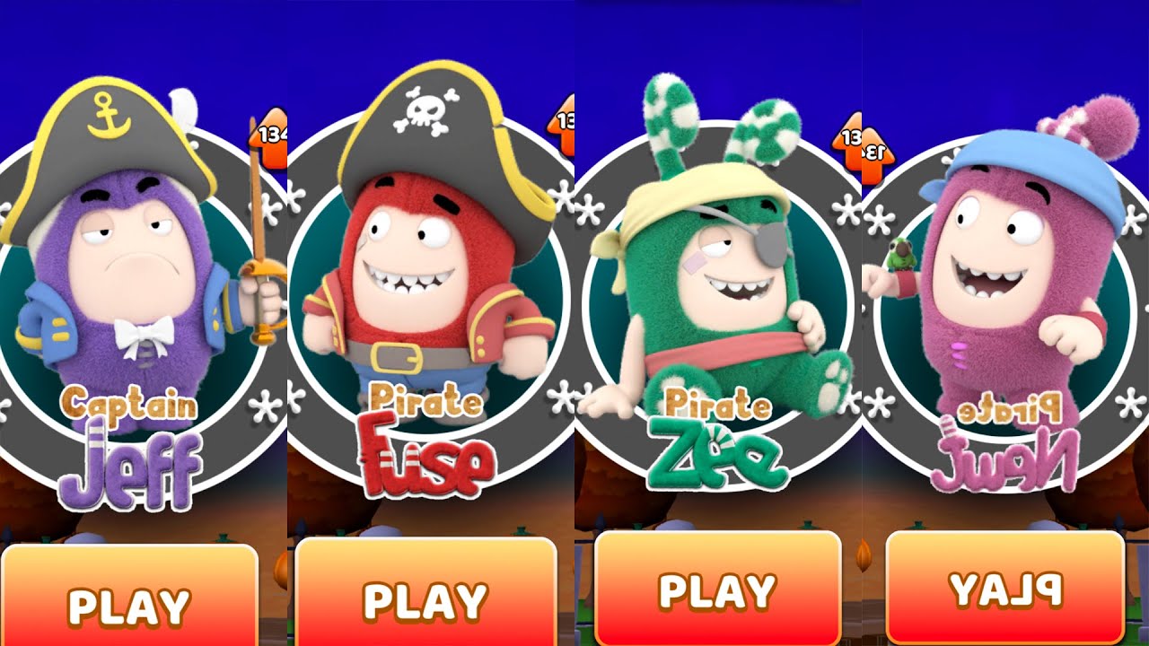 Captain Jeff & Pirate Fuse,Zee,Newt Oddbods Turbo Run - GamePlay