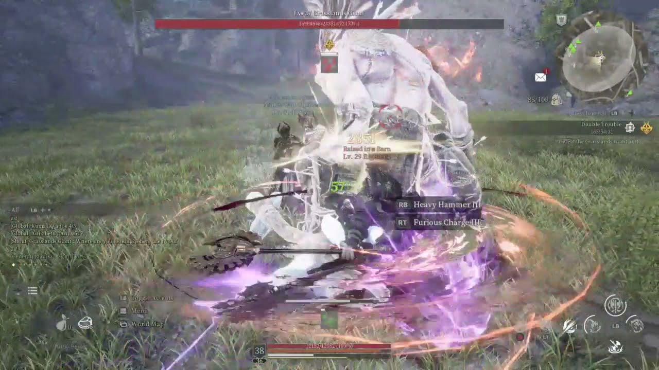 Bless Unleashed - 7 min Elite Field Boss-  Grassland Giant Fight - Zerk Class