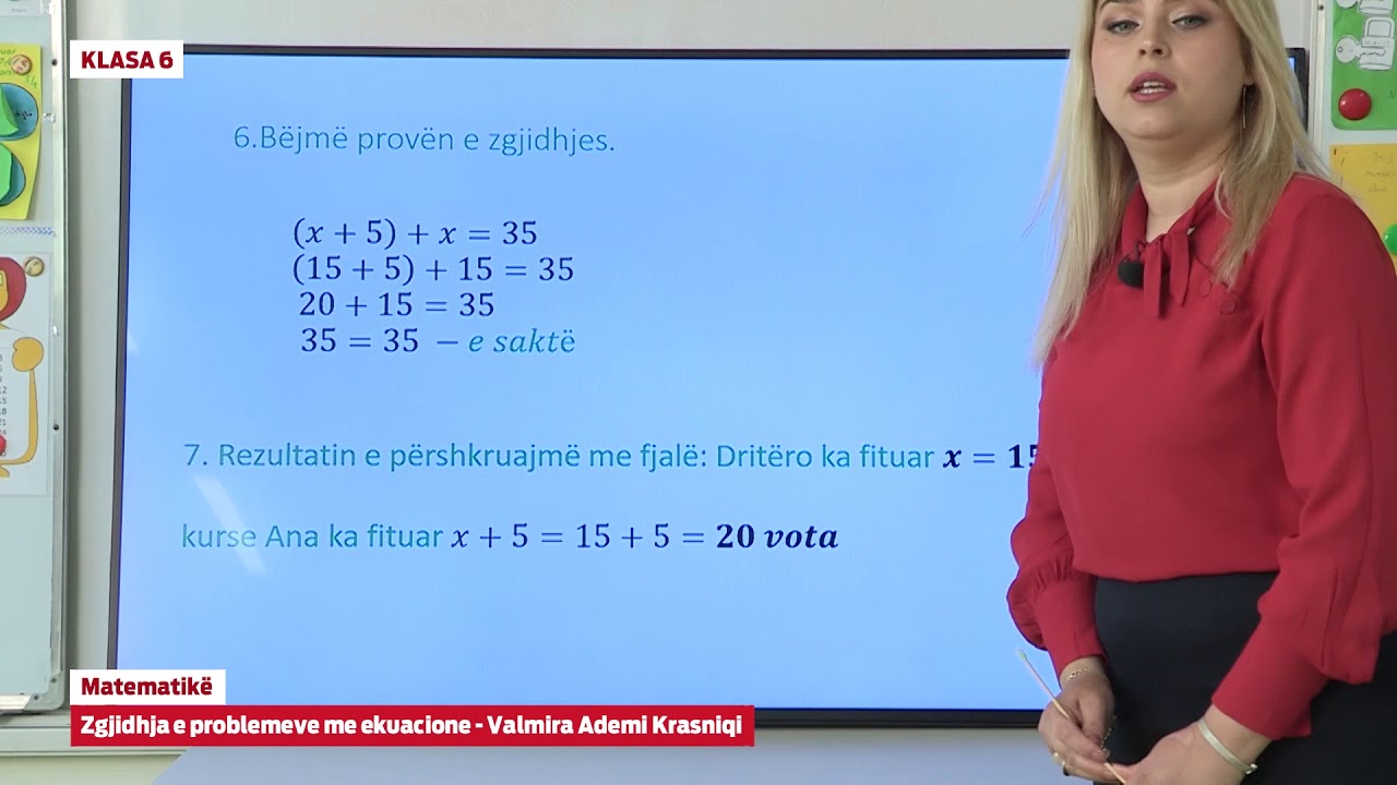 e Mesimi Klasa 6 - 6046 Matematikë - Zgjidhja e problemeve me ekuacione