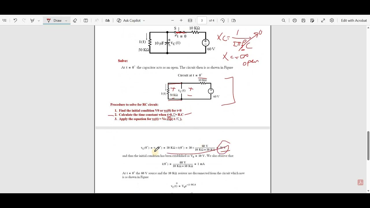 Natural Response for RC Circuits