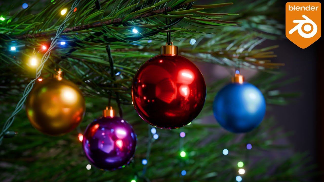 Christmas Tree Scene with Ornaments 🎄 🌟 (Blender Tutorial)