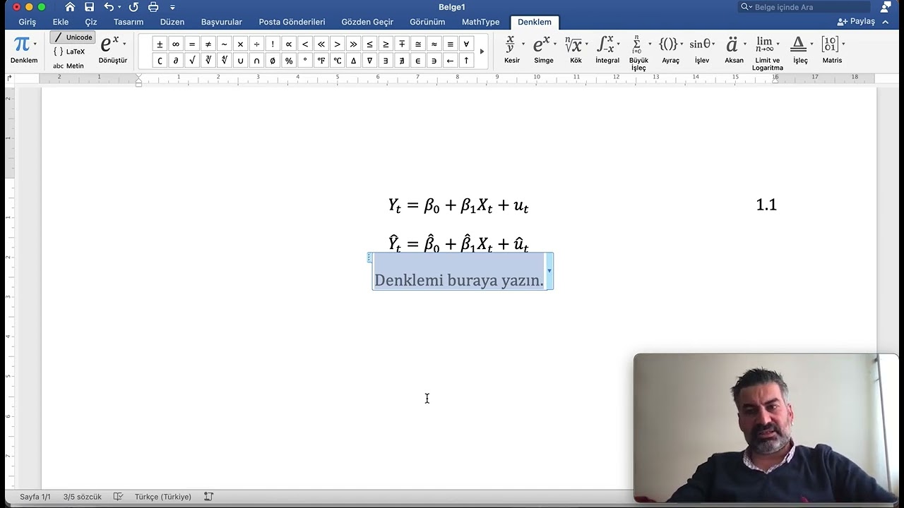 Microsoft Word'de Denklem Equation Düzenleme Ekleme Kısayolları ve Kolaylıkları