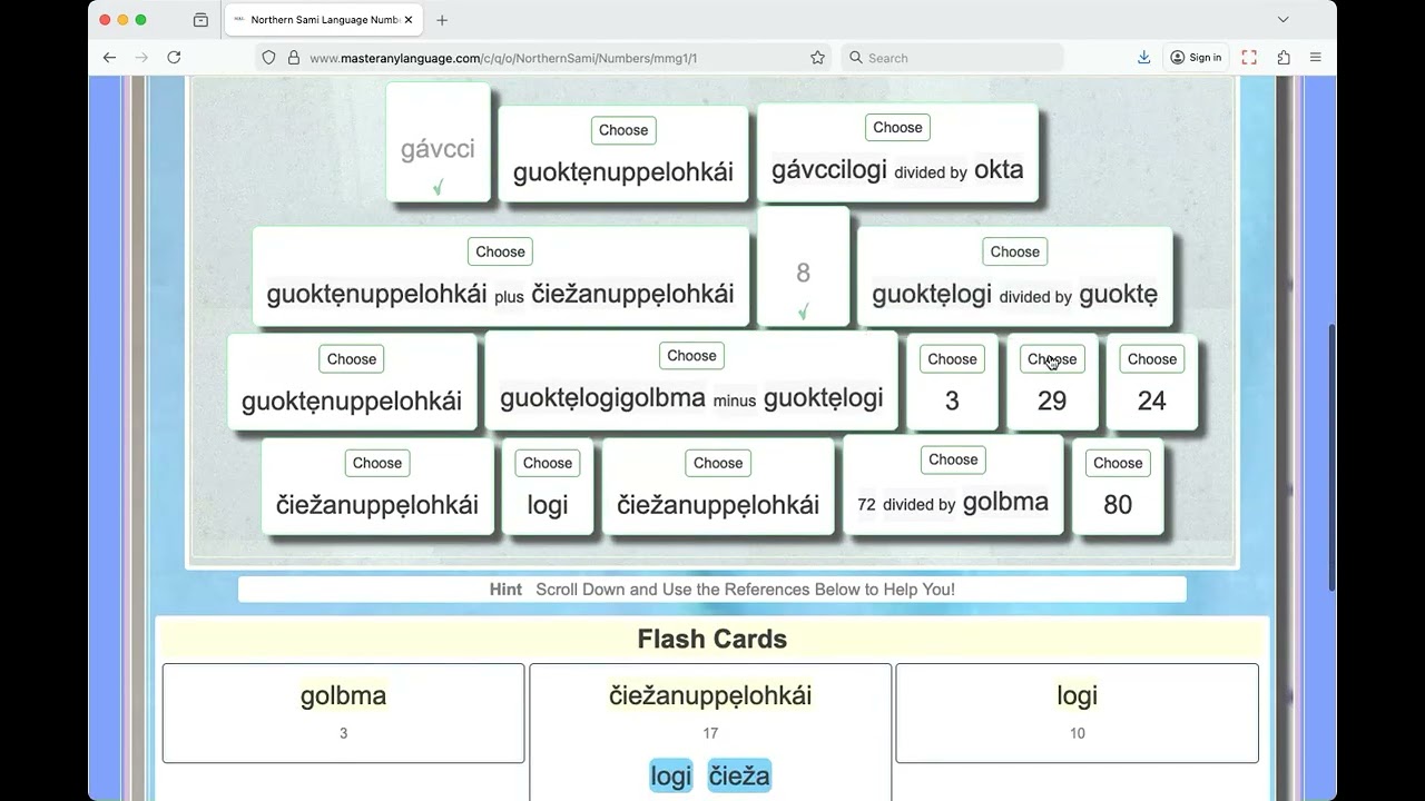Northern Sami Language Numbers Master Game