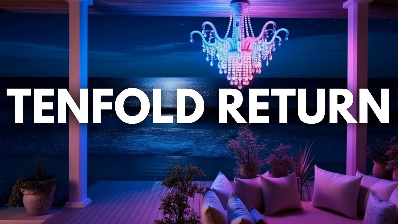 Tenfold Return Subliminal 432hz Night Time Ocean Waves Ambience & Stylish Neon Porch
