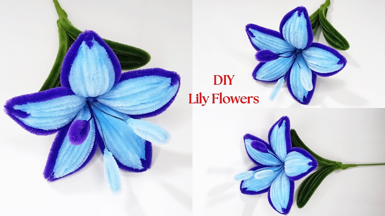 Easy way to make Lily flower with pipe cleaners | beautiful lily flowers tutorial