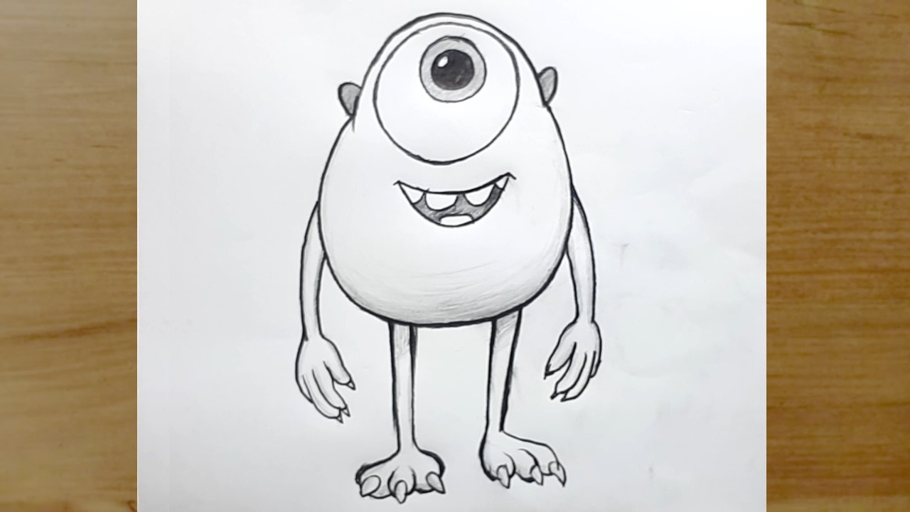 Kolay Monsters Karakteri Çizimi | Sevimli Tek Gözlü Canavar Nasıl Çizilir |  Karakalem Çizimleri