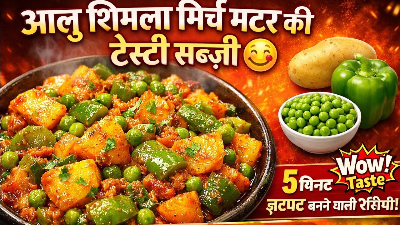 आलू🥔🫛🫑 मटर शिमला मिर्च की सब्ज़ी | आसान और स्वादिष्ट घर की रेसिपी | Aloo Matar Capsicum Sabzi