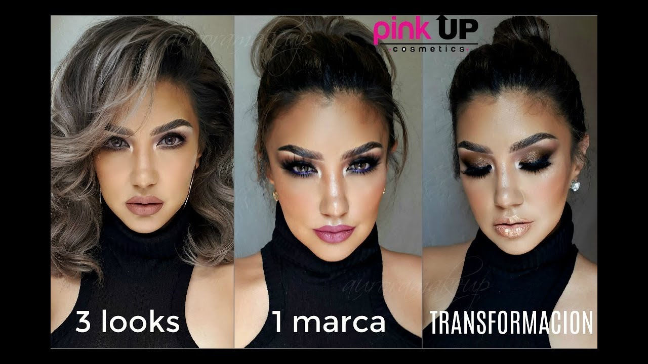 3 maquillajes 1 marca PINK UP💄 / 3 LOOKS 1 brand  makeup tutorial | auroramakeup