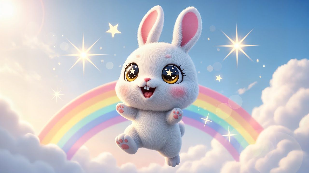 「ぴょんぴょんうさぎと まほうのにじ 🐰🌈｜3Dこどものうた」