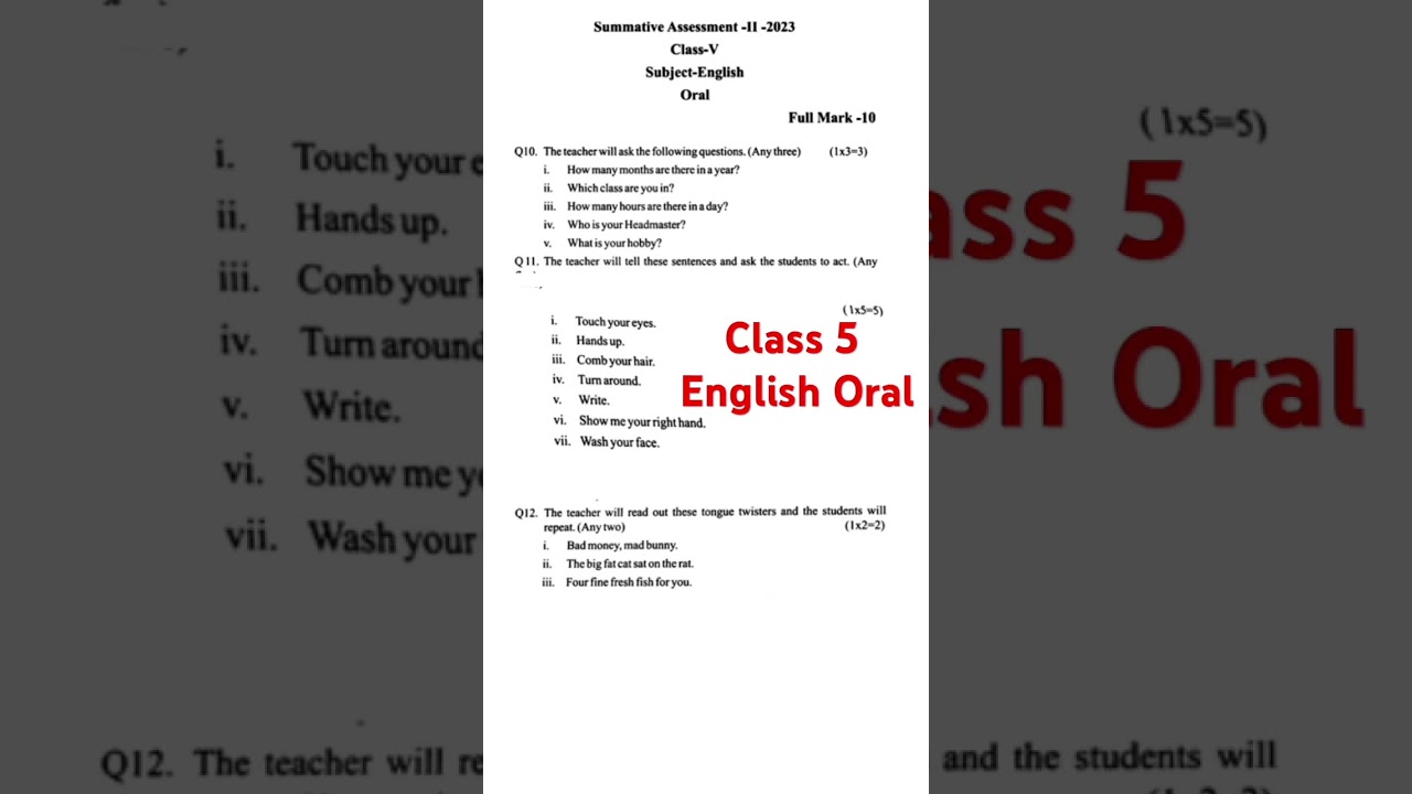 #Class 5 English oral 2023 #viral video#annual 2023 English oral#SsvmEnglish oral classr5 #5thclass