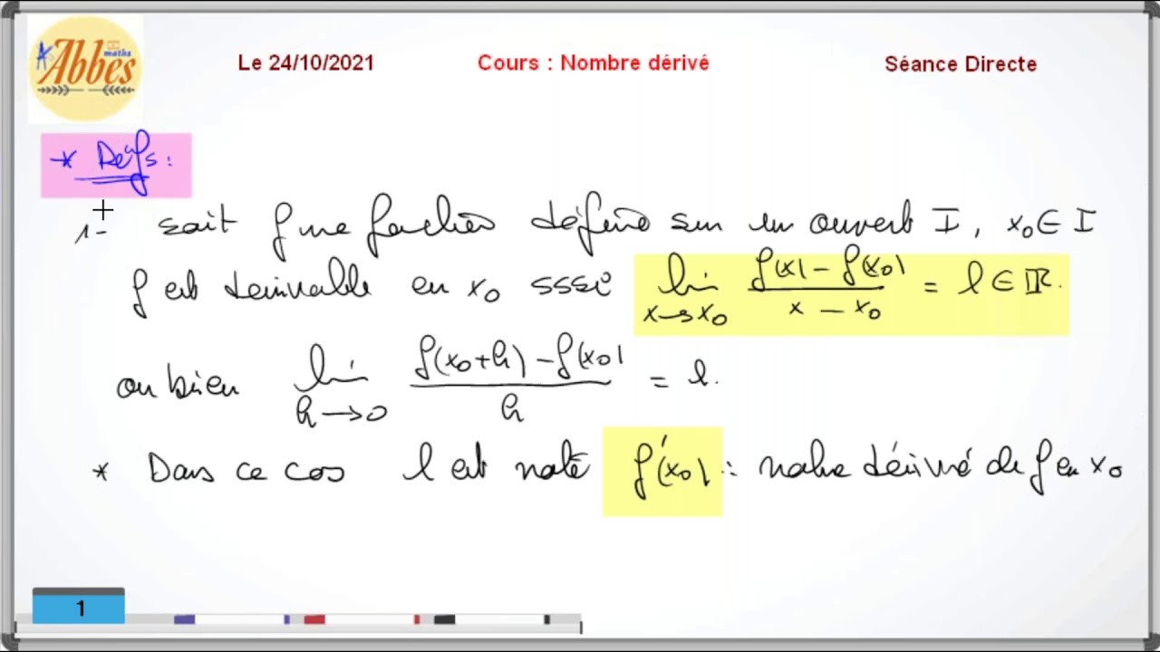 Cours Nombres dérivés 3M-Sc-Tech