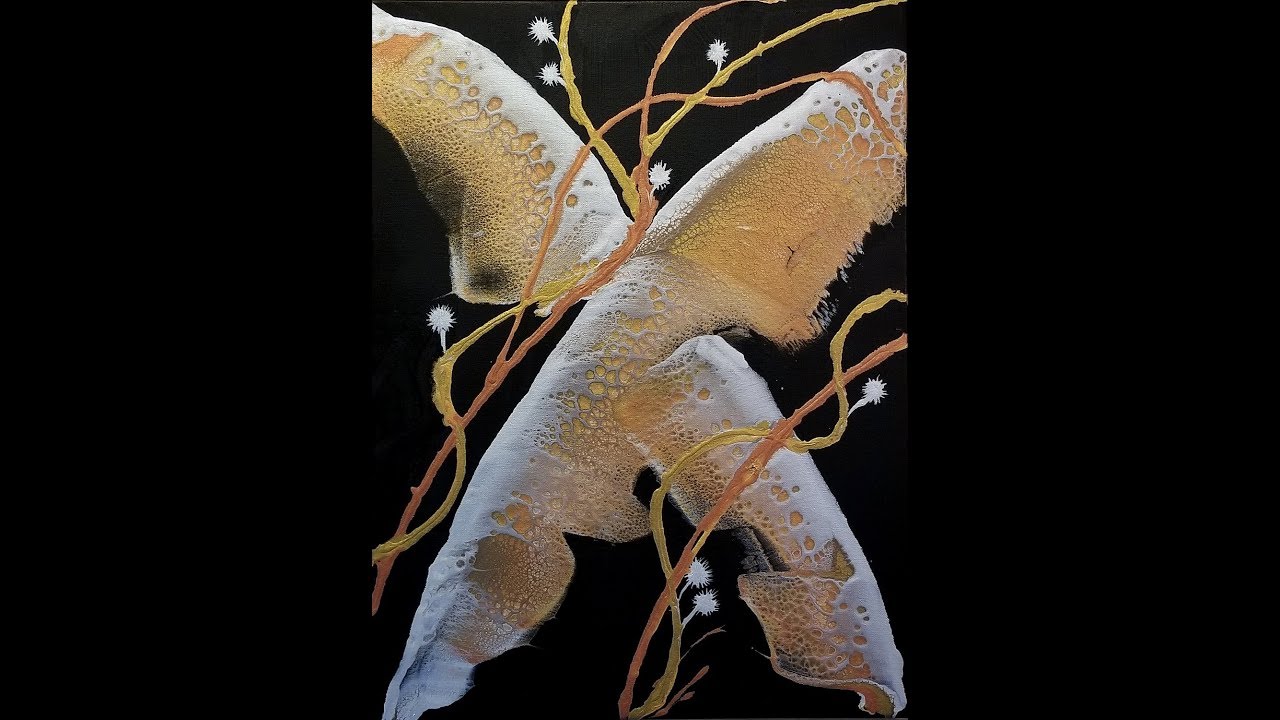 (97) Acrylic Pour Swipe with all Metallics on Black with Sandra Lett 050818