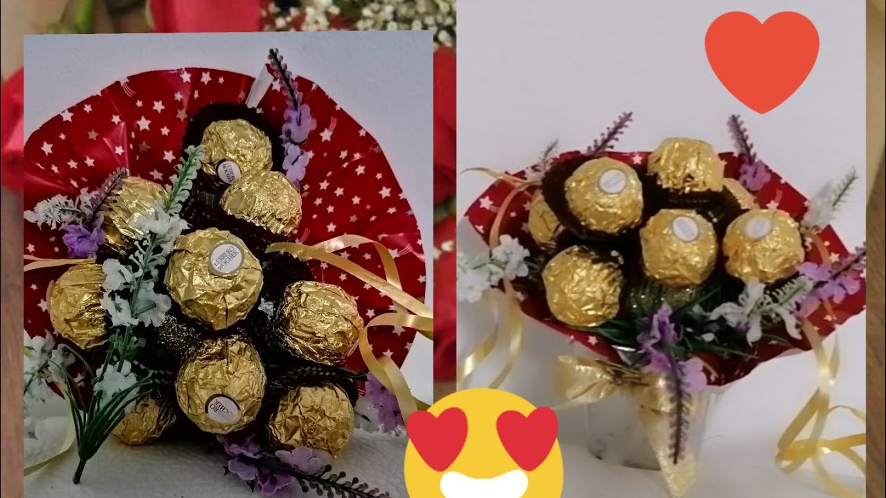 باقة شوكولا وورد سهل وسريع هدايا لأعياد الميلاد وراس السنةوعيد الحب وكل المناسباتChocolate bouquet