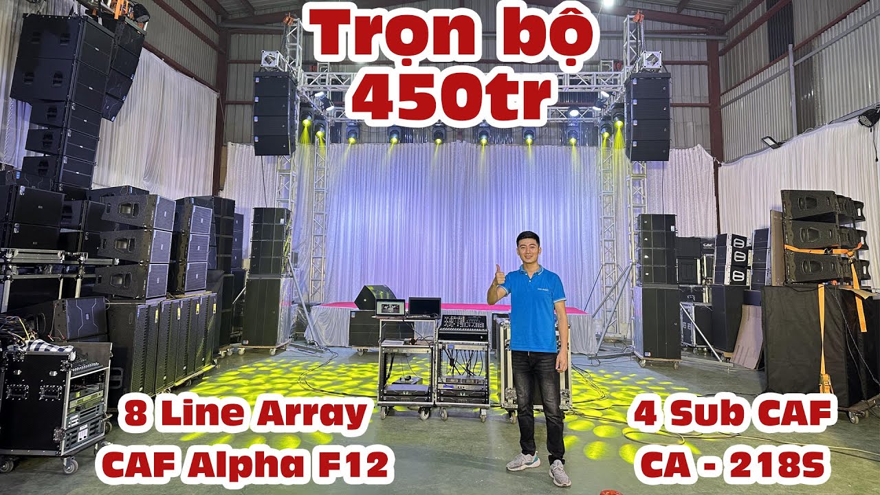 Bộ âm thanh sự kiện chính hãng CAF. 8 Loa Line Array CAF Alpha F12, 4 Sub kép CAF CA-218S.