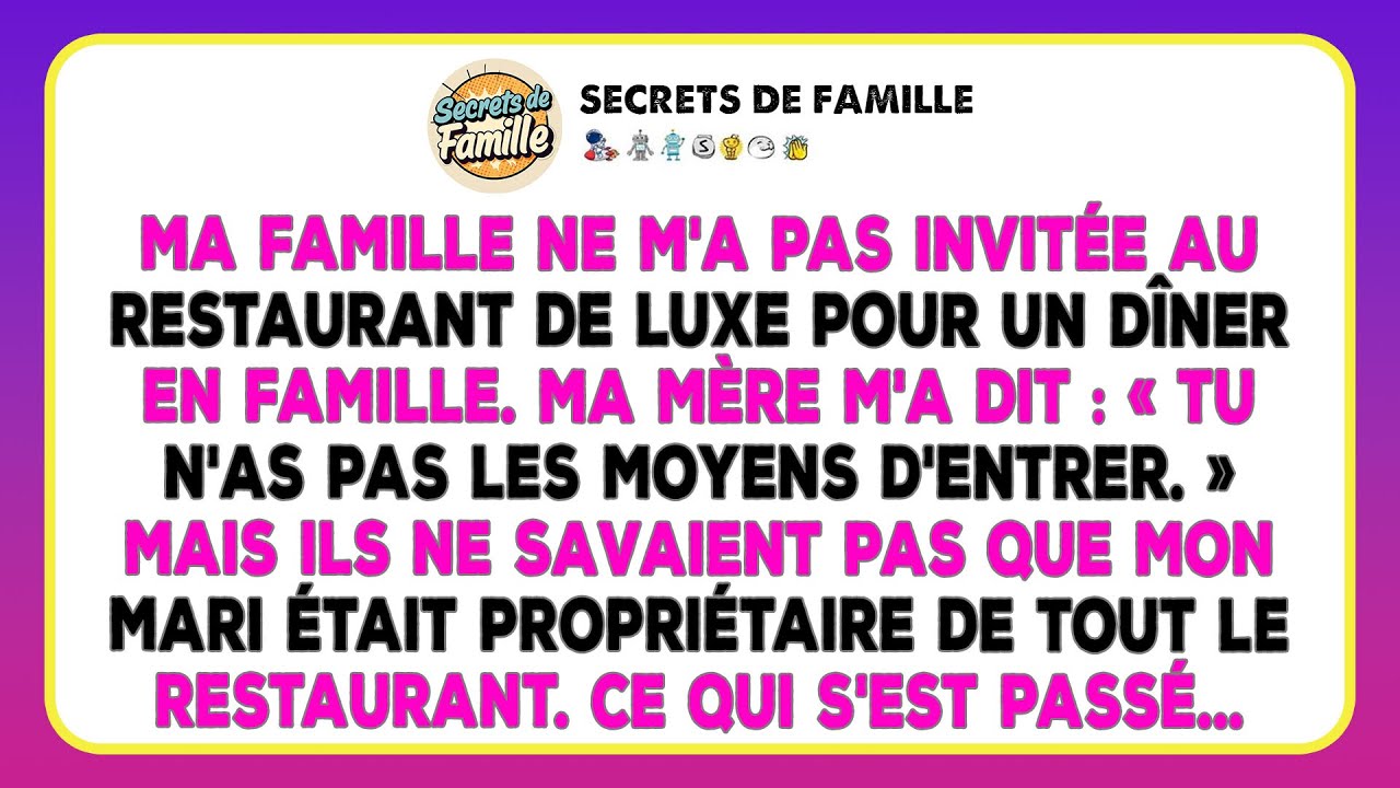 Ma Famille Ne M'a Pas Invité À Un Dîner De Luxe, Mais Ils N'avaient Aucune Idée À Qui Il Appartenait