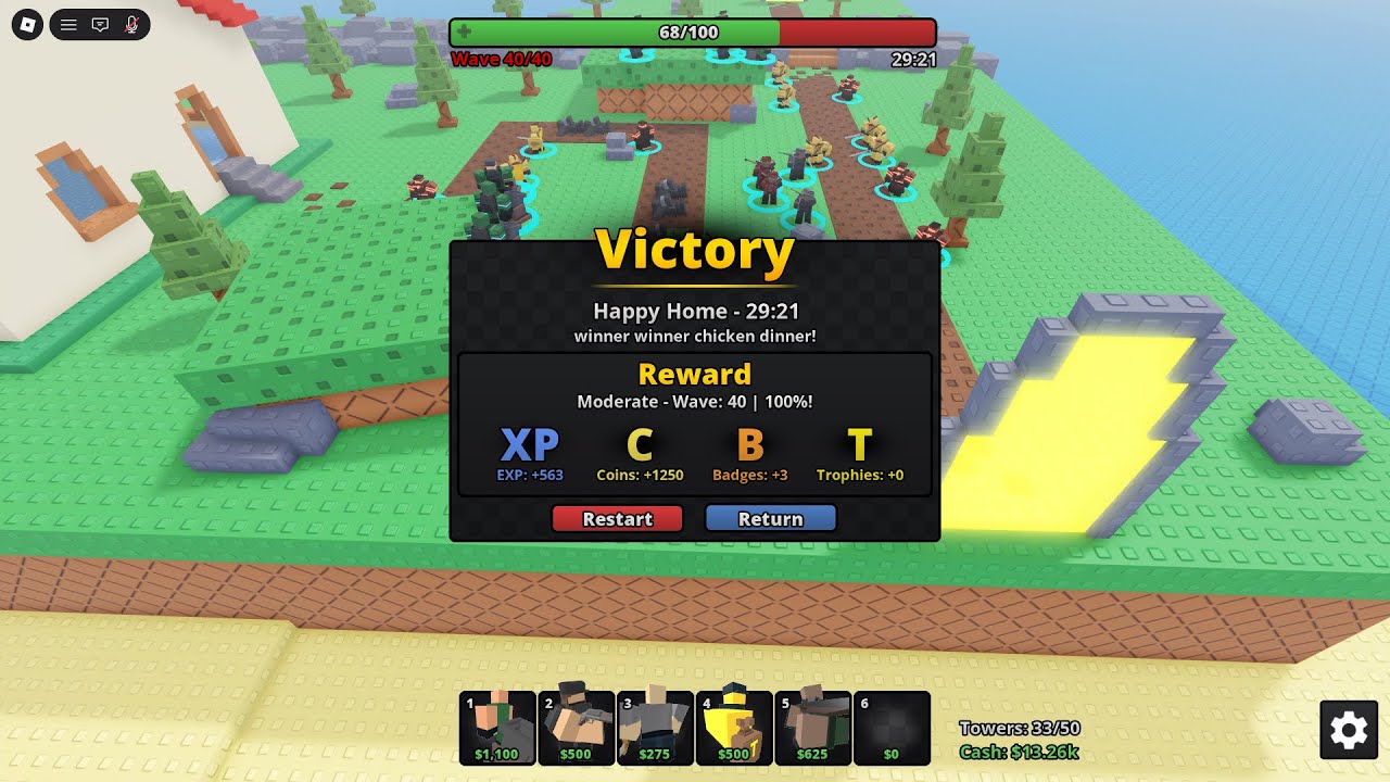 Solo Moderate mode, coin towers only