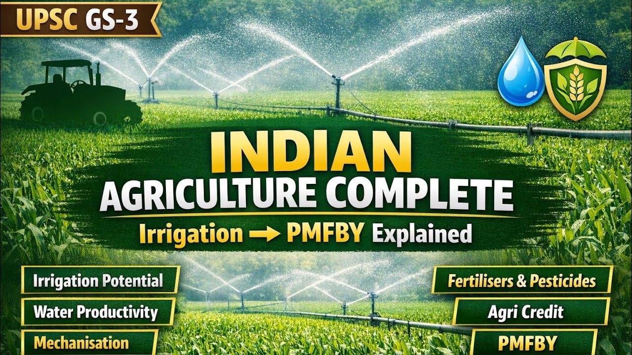Indian Agriculture: Irrigation to PMFBY | Completely Explained | Agri Reforms & Productivity Cls 19