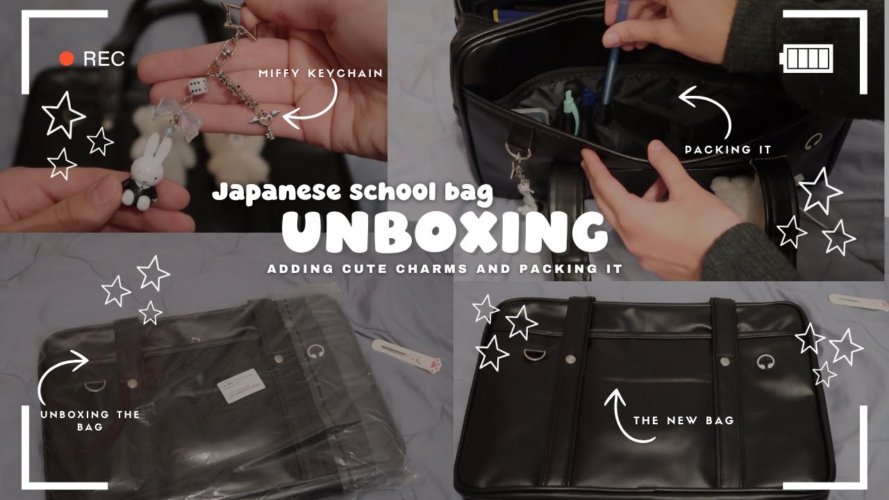 UNBOXING My New Japanese School Bag 𖦹 ׂ 𓈒🐇°:･ | adding cute charms & packing it |