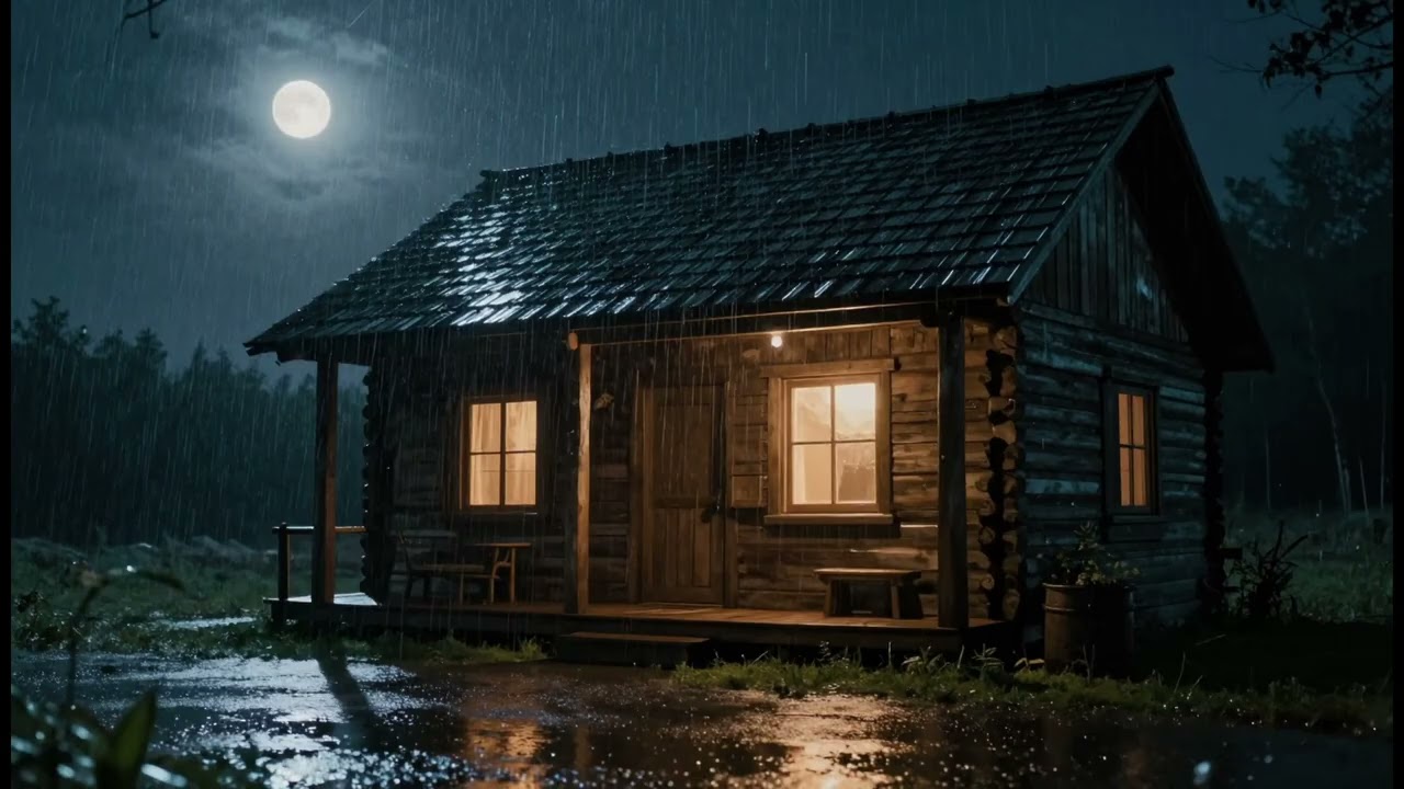 Night Cabin 🌙 | Calm Rainy Night 