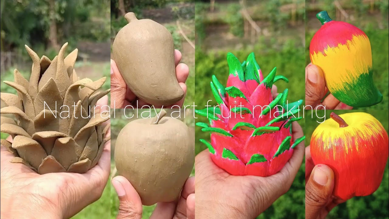 মাটির ফল বানানো / মাটির ফল / মাটি আপেল / মাটির আম / মাটির Dragon fruit #creative #pottery #diy #art