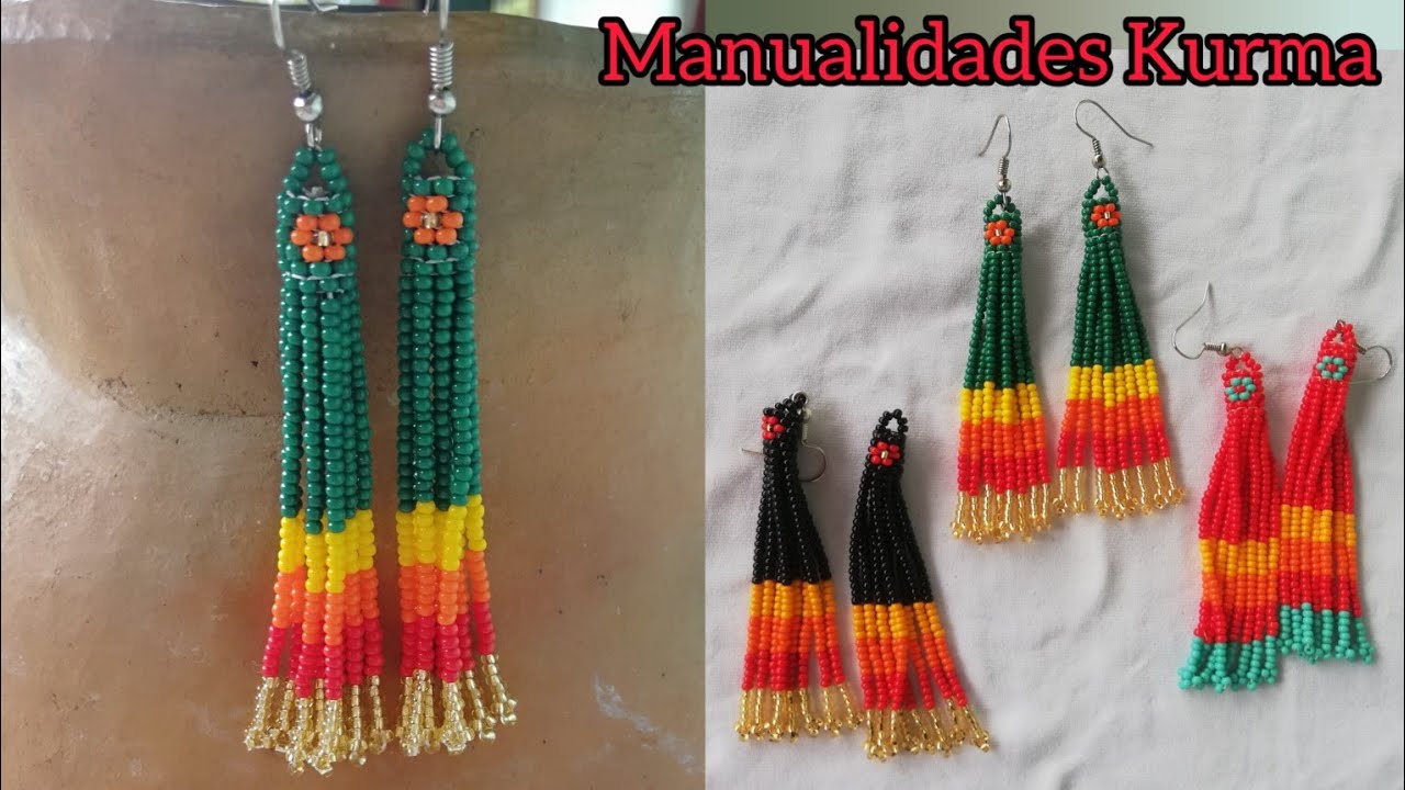Hermosos Aretes De Flecos Hechos con  mostacillas 😍