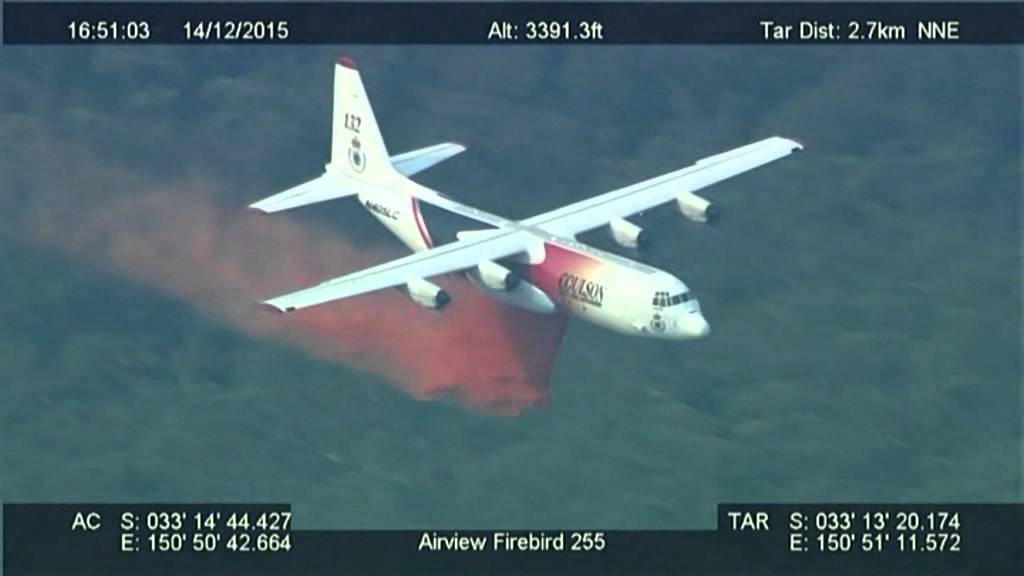 NSW RFS Large Air Tanker 'THOR' working Terraborra North Fire.  December 14  2015