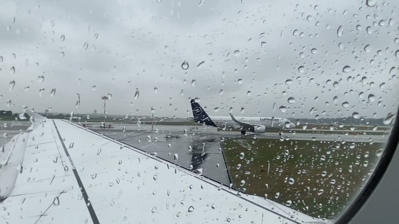 Lufthansa Airbus A321 taxi and takeoff from Munich