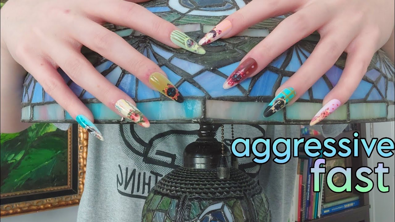Fast and Aggressive Scratching on Tiffany Lamps ASMR 