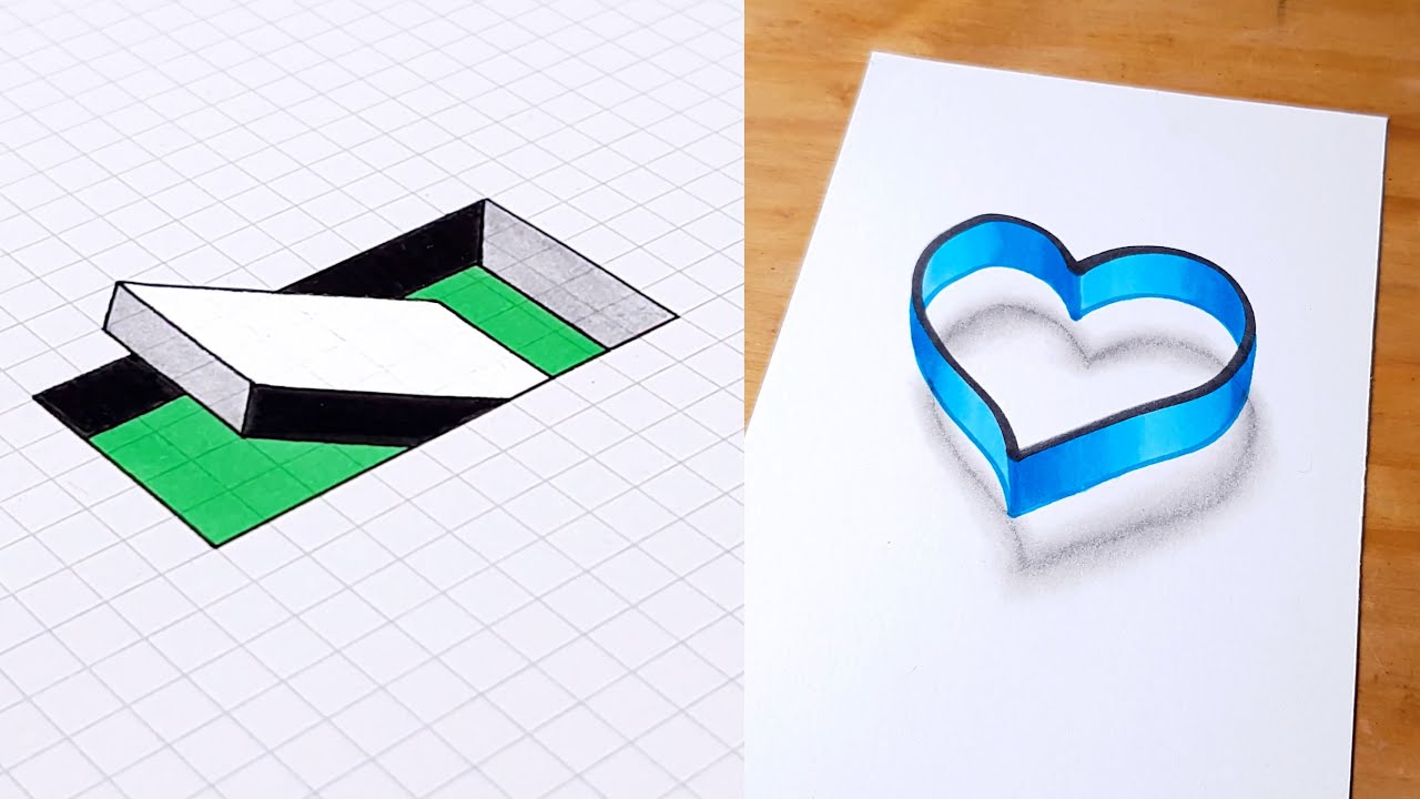How to Draw - Easy 3D Heart Trick Art & Illusions