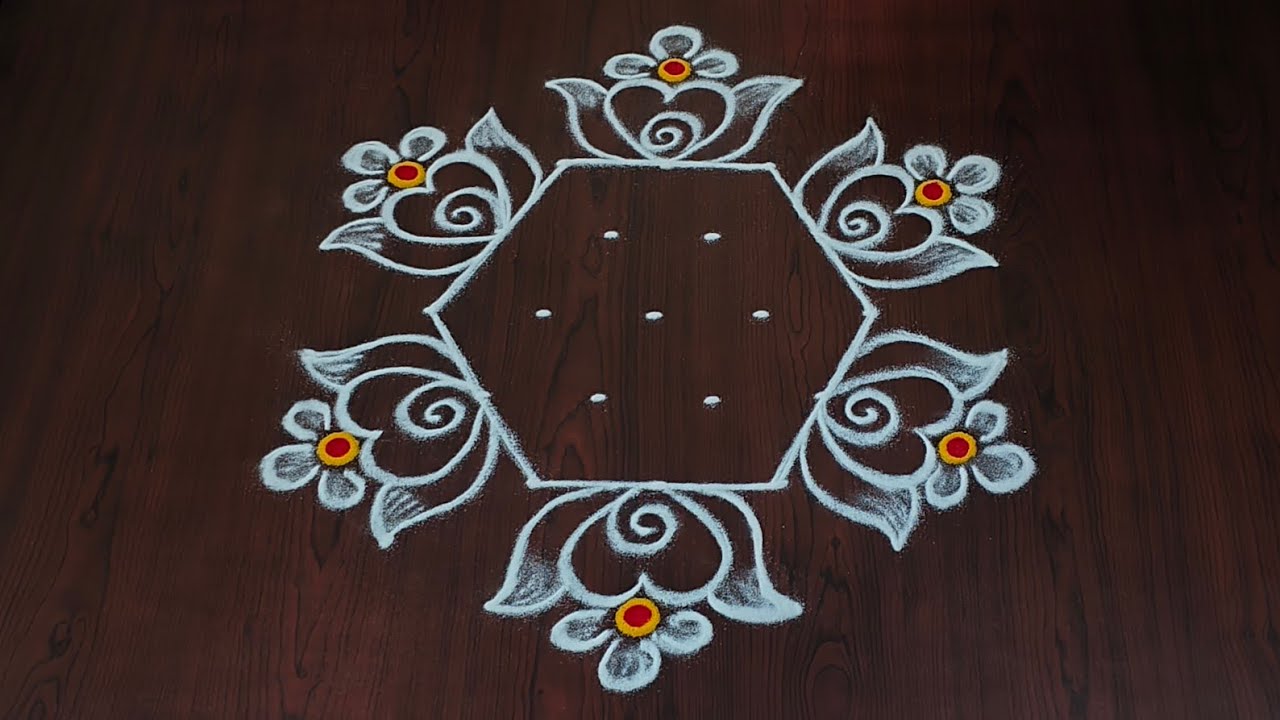 5×3dots easy rangoli|daily muggulu|thipkyanchi,festival rangoli|traditional rangoli#Rang kaa Rangoli
