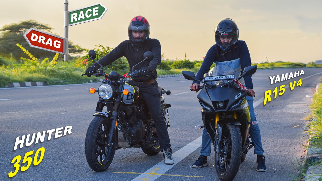 Hunter 350 vs Yamaha R15 V4 : Drag Race  || Most Satisfying Race