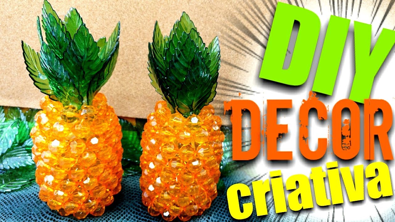 Garrafas decoradas Como fazer uma garrafa virar um abacaxi😱