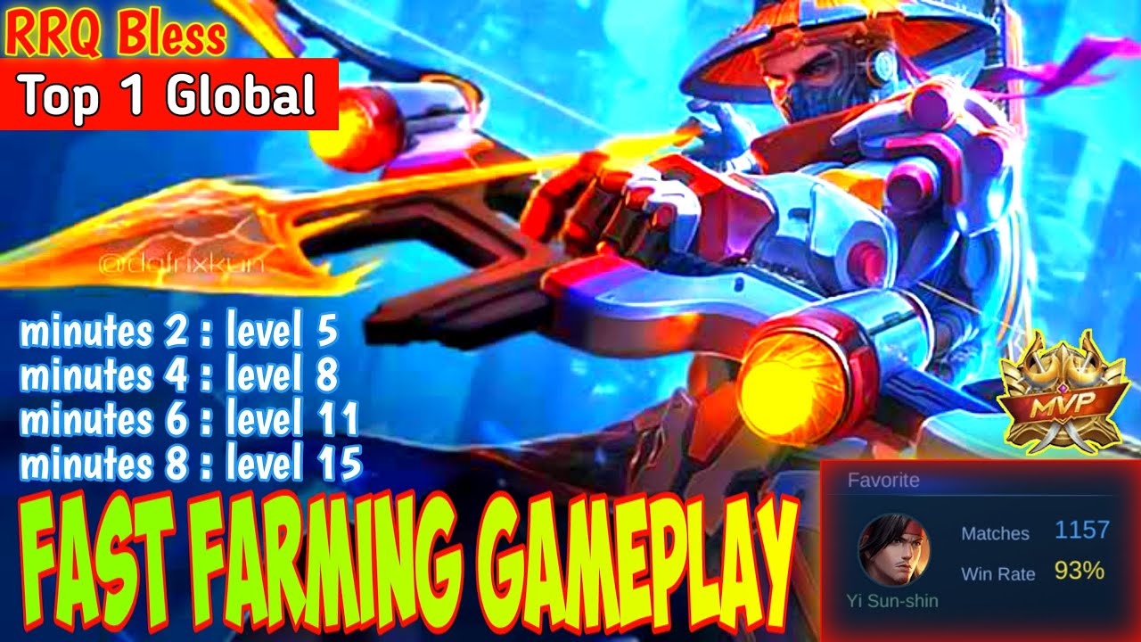 Fast Farming Gameplay by RRQ Bless | Top 1 Global Yi Sun-Shin - MLBB
