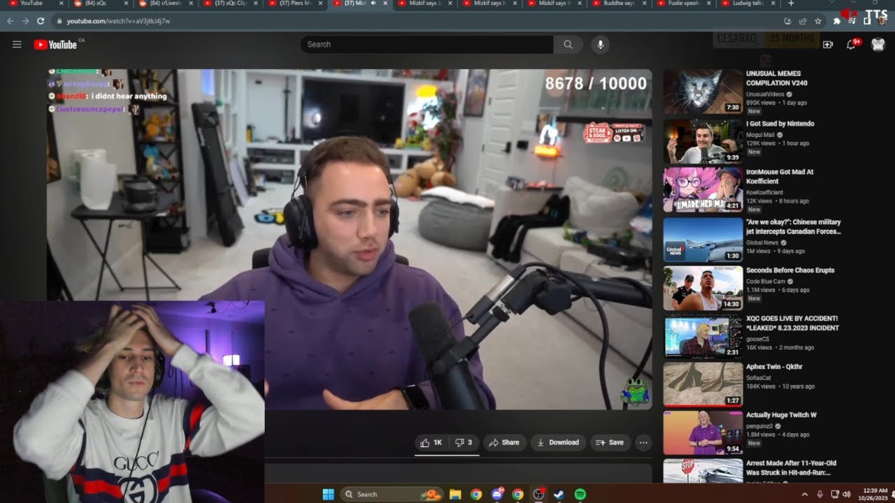 xQc Reacts to Mizkif goes into a deep analysis of xQc's wealth