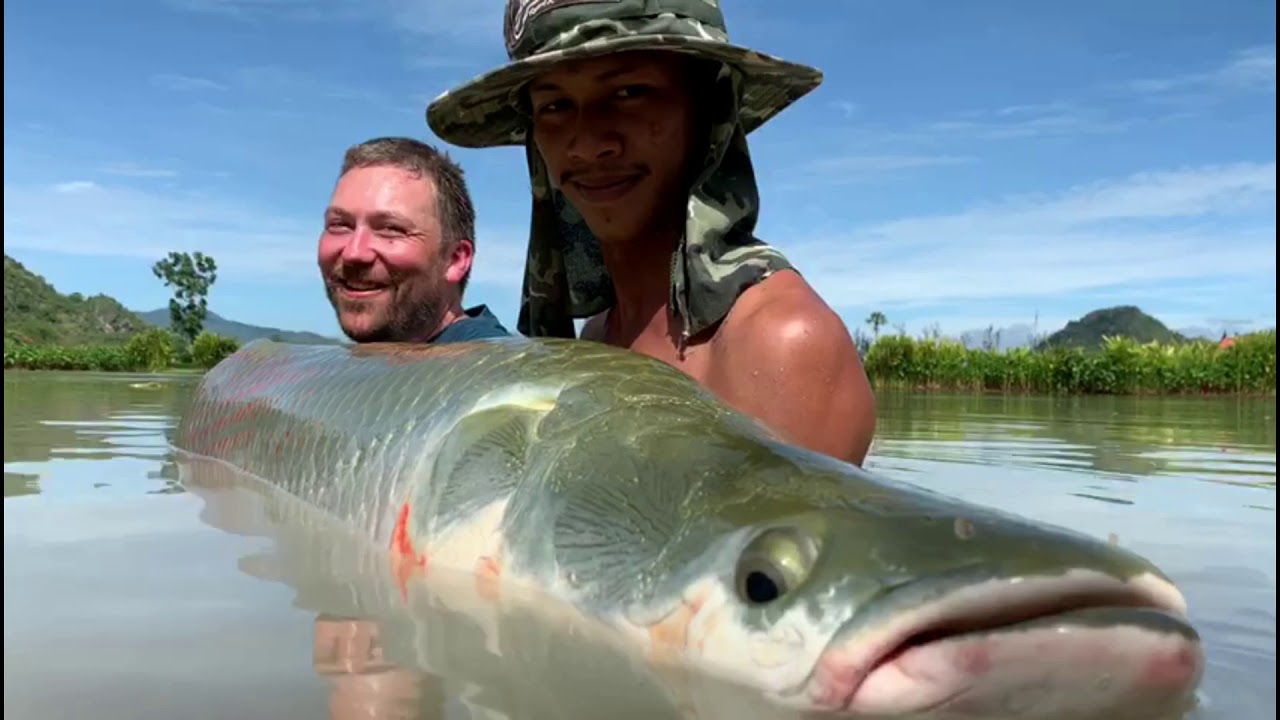 Fishing in Thailand @ Jurassic Mountain Resort and Fishing Park: Thomas lands an arapaima