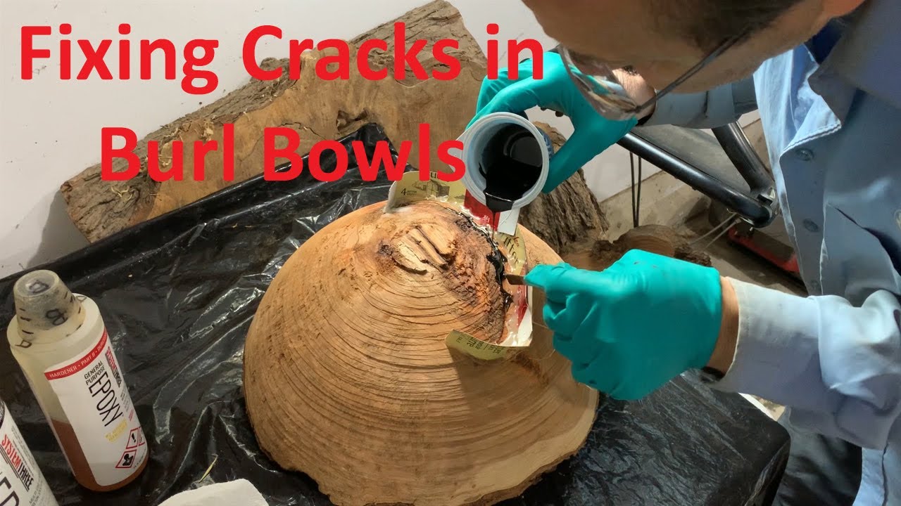 Woodturning - Fixing Cracks in Burl Bowls with Epoxy