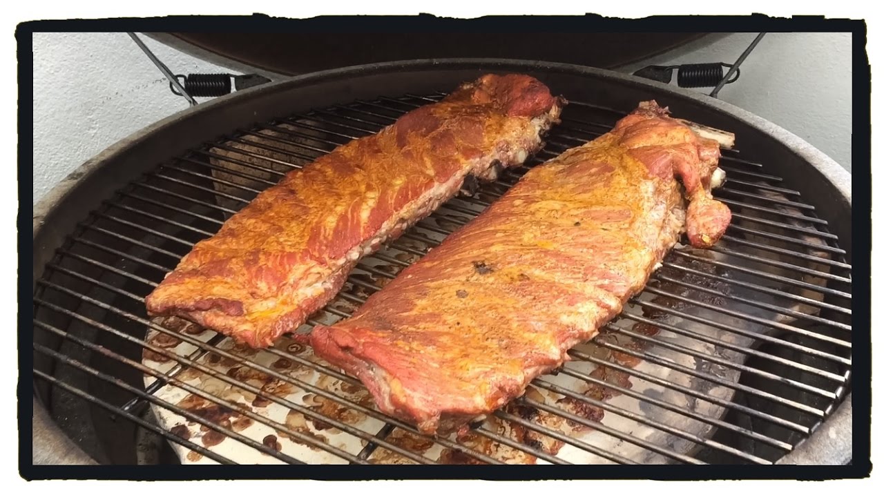 Costillas de Cerdo BBQ Ahumadas BGE / Smoked Baby Back Ribs BGE /  Costillas a la BBQ