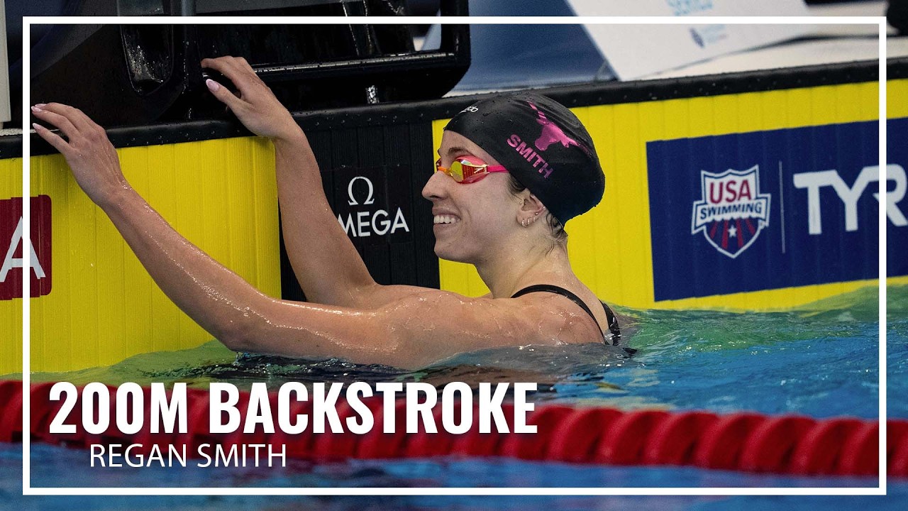 Реган Смит показала лучшее время в заплыве на 200 метров на спине | Серия профессиональных соревн...