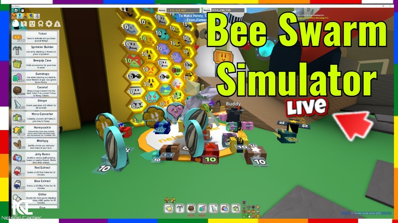 🔴Roblox bee swarm 🥳Nelson Cartier Plays Roblox Game w/ Subscribers & DiscordGang..*(ContentCrazy)