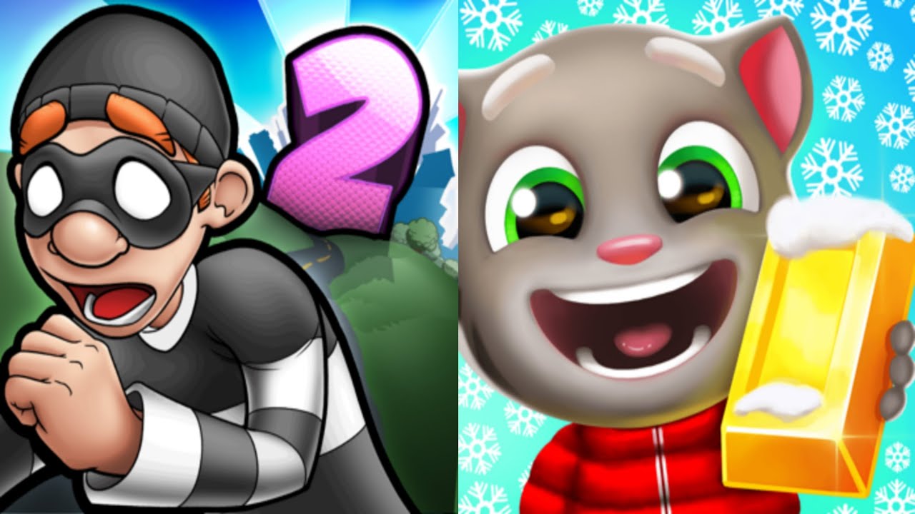 Robbery Bob 2 vs Talking Tom Gold Run Gameplay Android,ios Part 88