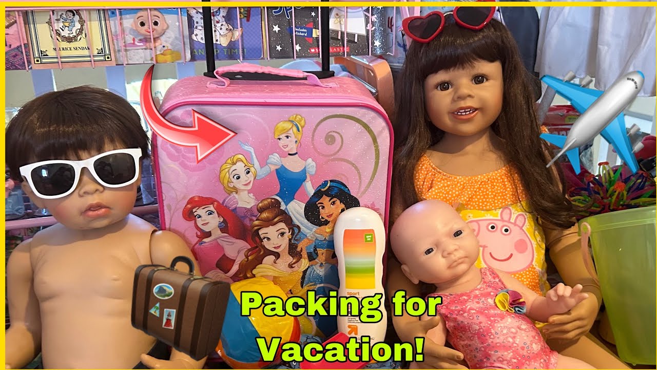Packing Reborn baby doll Family diaper bag and suitcase for Vacation! 🏖️