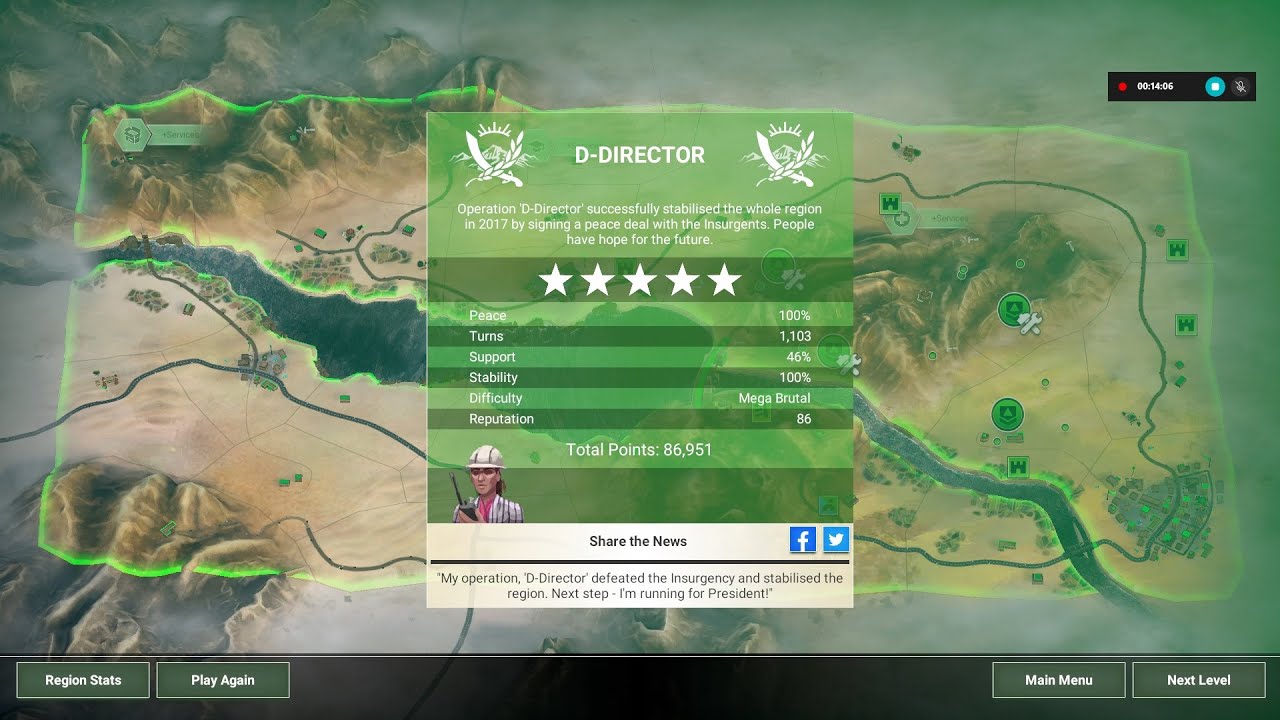 Rebel Inc Escalation - Azure Dam, Development Director, Mega Brutal, No Advisor