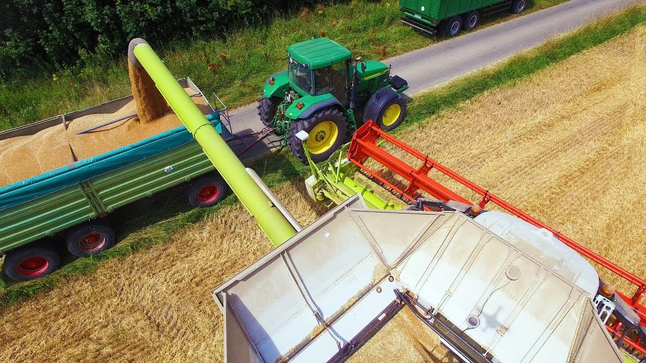 Claas Lexion 770 TT und Lexion 760 - Ernte im Akkord mit Überladewagen | Getreideernte 2016