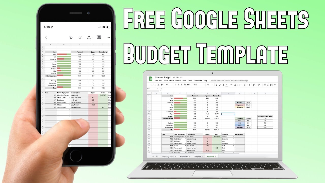 Budget Template for Google Sheets to track expenses and account balances updated for 2023