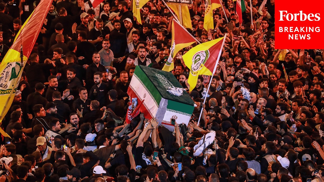 Crowds Gather In Karbala, Iraq For Iran's Supreme Leader Ayatollah Ali Khamenei's Funeral Procession