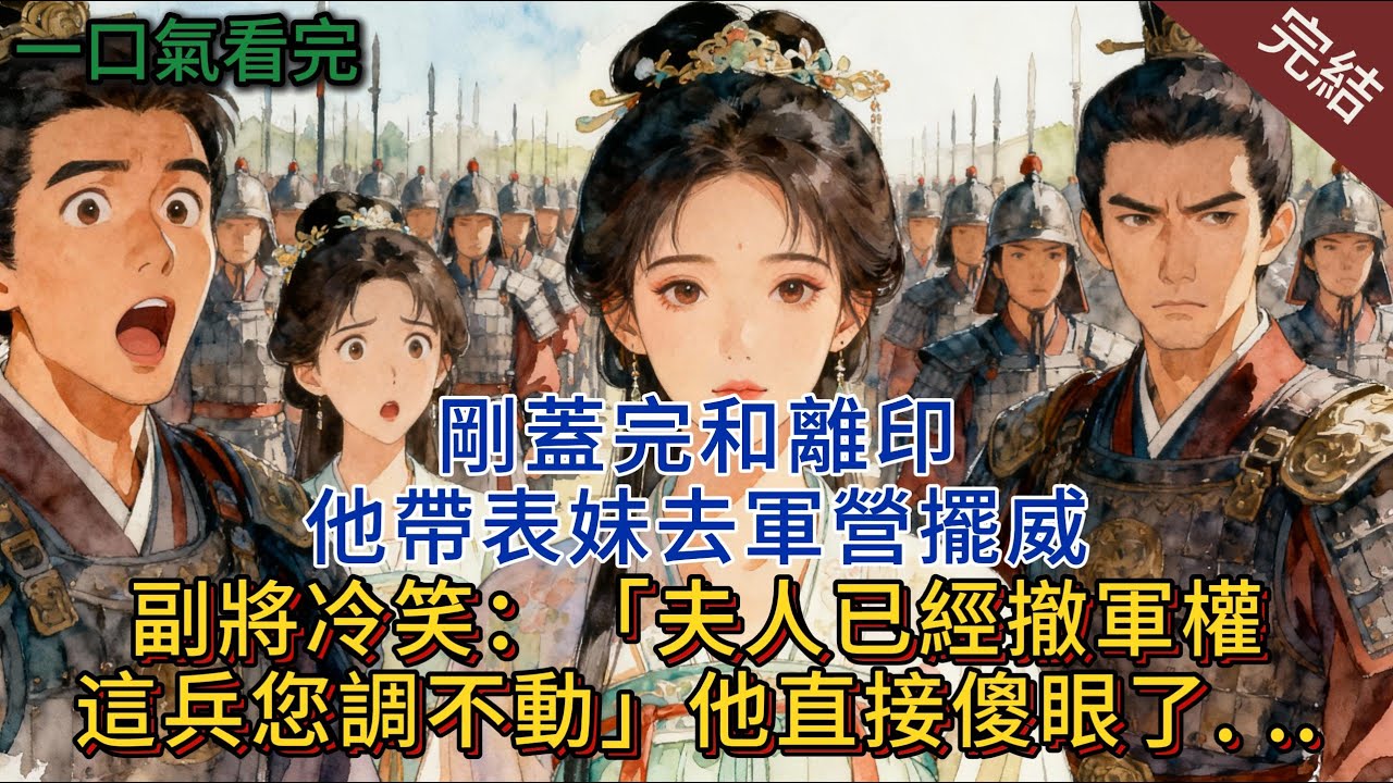 剛蓋完和離印，他帶表妹去軍營擺威； 副將冷笑：「夫人已經撤軍權，這兵您調不動」他直接傻眼了. ..#小说 #小说推荐 #一口氣看完 #完結 #古言 #爽文 #大女主