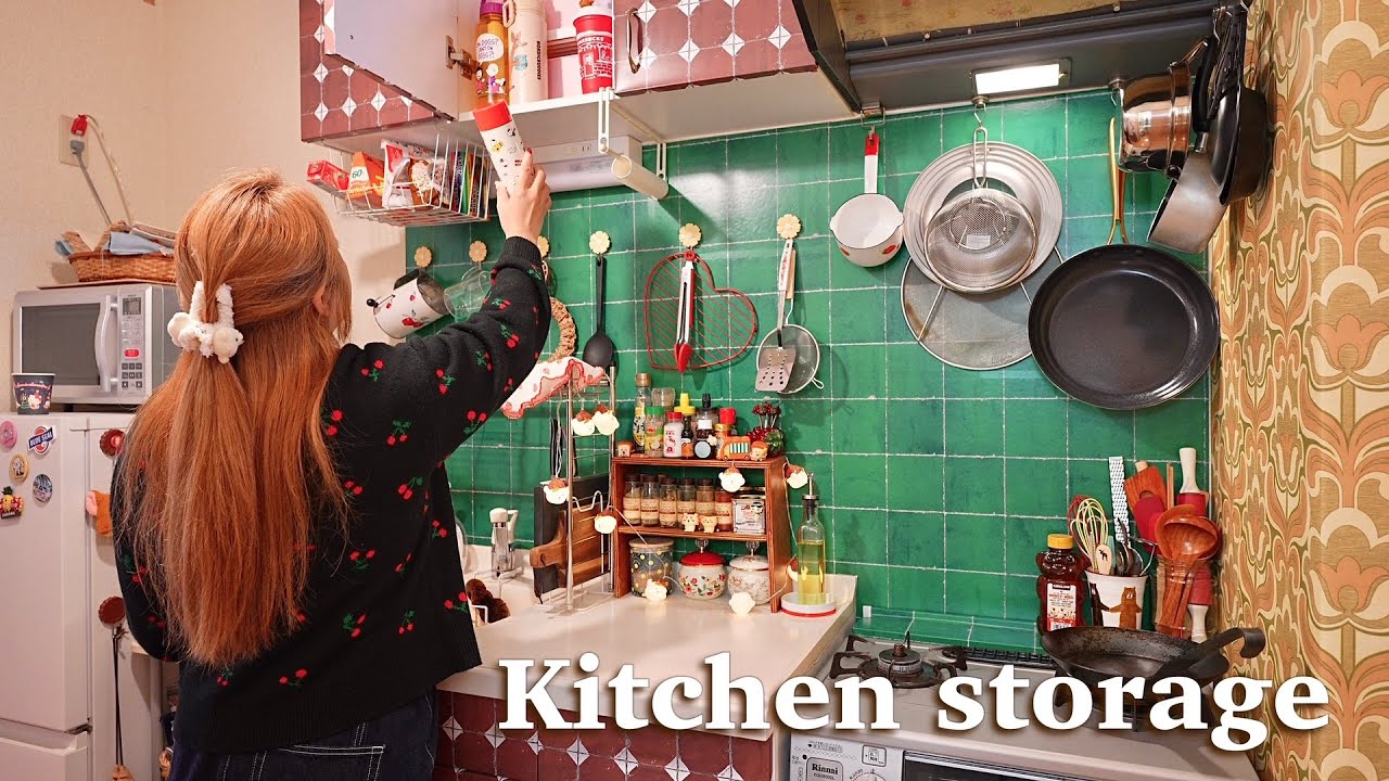 キッチン収納｜見えないところも可愛く収納して気分UP🥣🍳🍒｜Cute and uplifting kitchen storage.