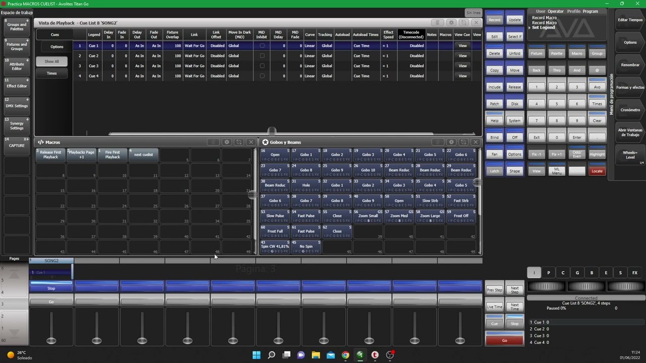 Macros en cuelist Avolites Titan V.15