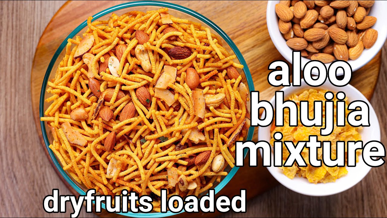 Haldiram Style Aloo Bhujia Chivda Mixture Recipe - Dry fruits Loaded | Aloo Mixture Tea Time Snack